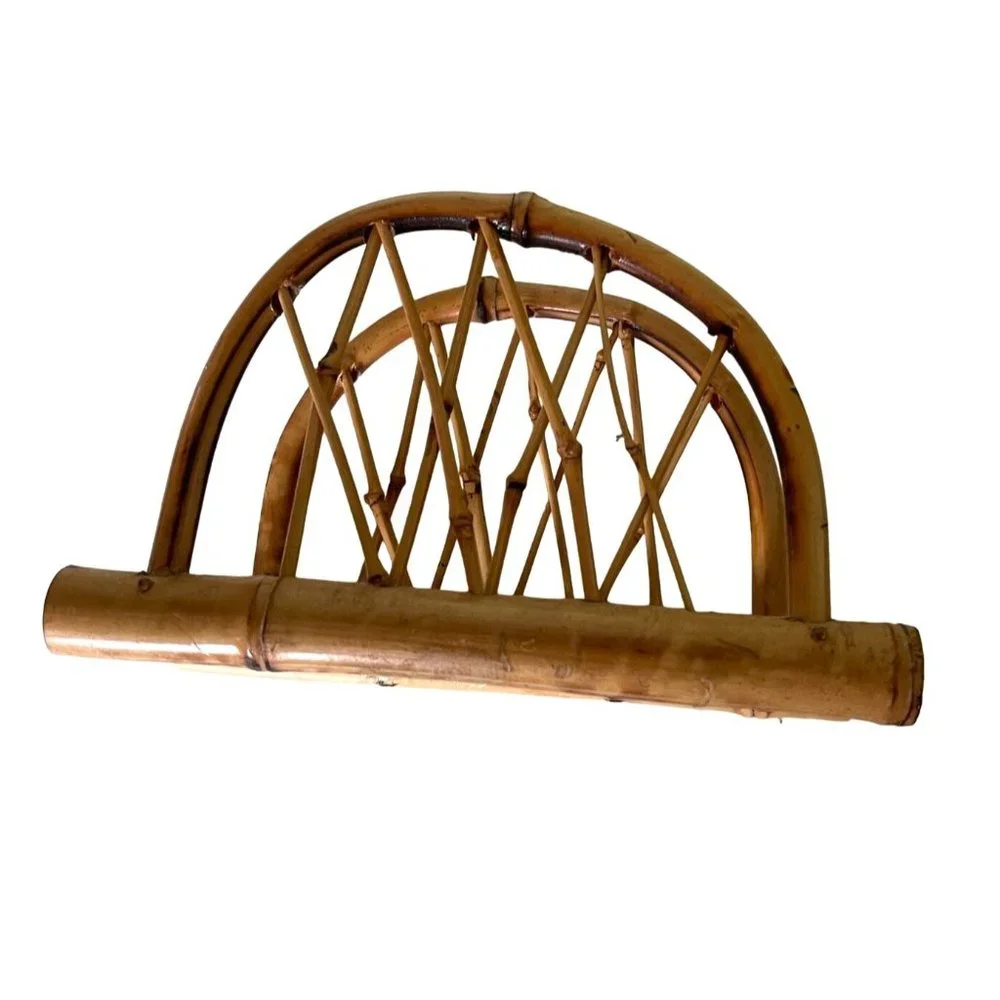 Vintage Bamboo Napkin Letter Holder 1960's MCM Boho Style Arched 7